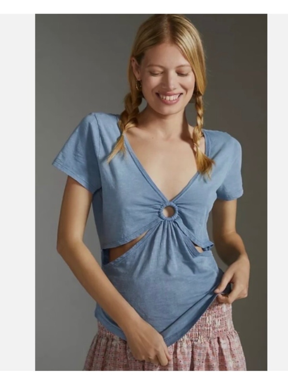 Anthropologie NWT Pilcro Deep V Slub T-Shirt Sz M